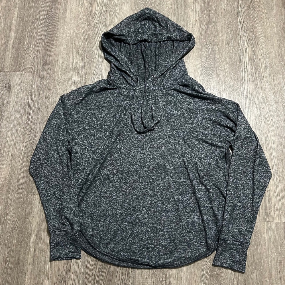 Athleta Lombard Hoodie Size Medium Gray Space Dye Open Back Cutout Pullover